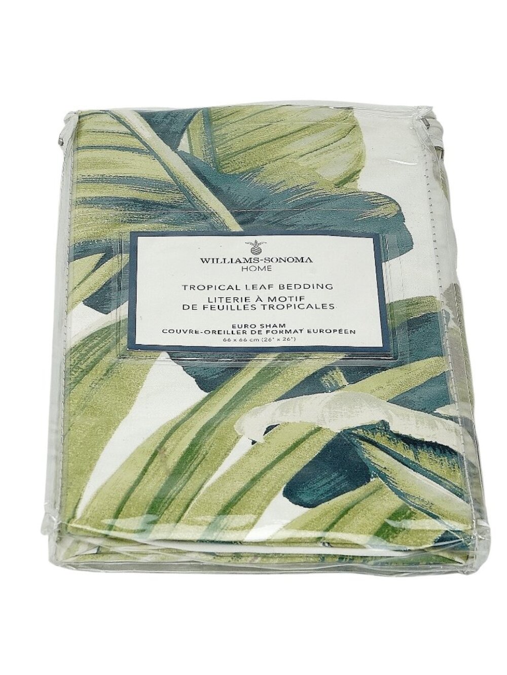 WILLIAMS SONOMA Euro Sham Tropical Leaf 100% Cotton Sateen Pillow Cover NWT